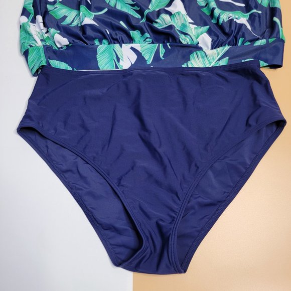 Yonique Two Piece Bathing Suit Blouson Tankini for Women Loose Fit Floral Print - Picture 4 of 13